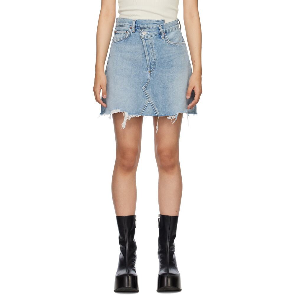 Agolde Criss Cross Denim Mini Skirt Size 25 - Picture 16 of 16